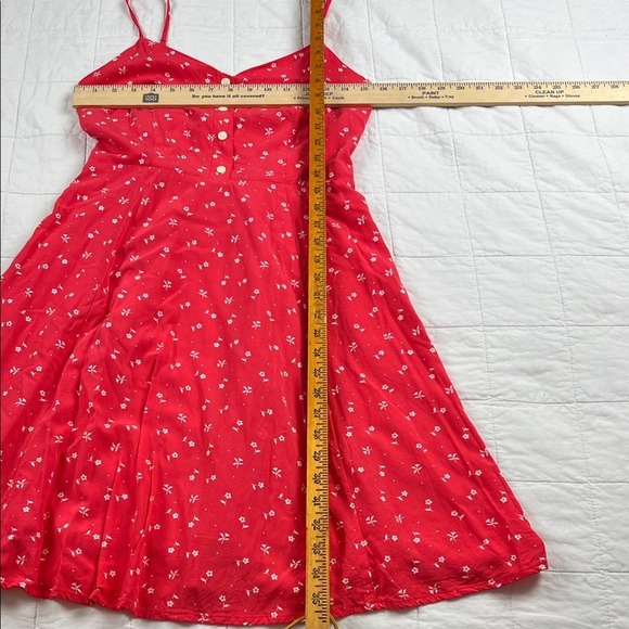 GAP Red‎ Floral Print Button Front Smocked Back Midi Sundress Size 2 - Picture 2 of 6